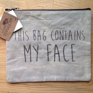 Canvas Cosmetic Travel Bag Rustic Zip Clutch FACE